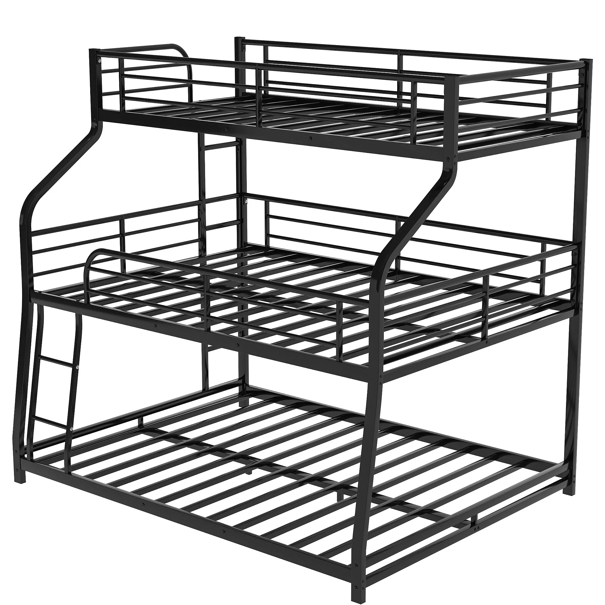 Black Twin Xl Over Full Xl Over Queen Size Bunk Bed By Homeroots - Image 7