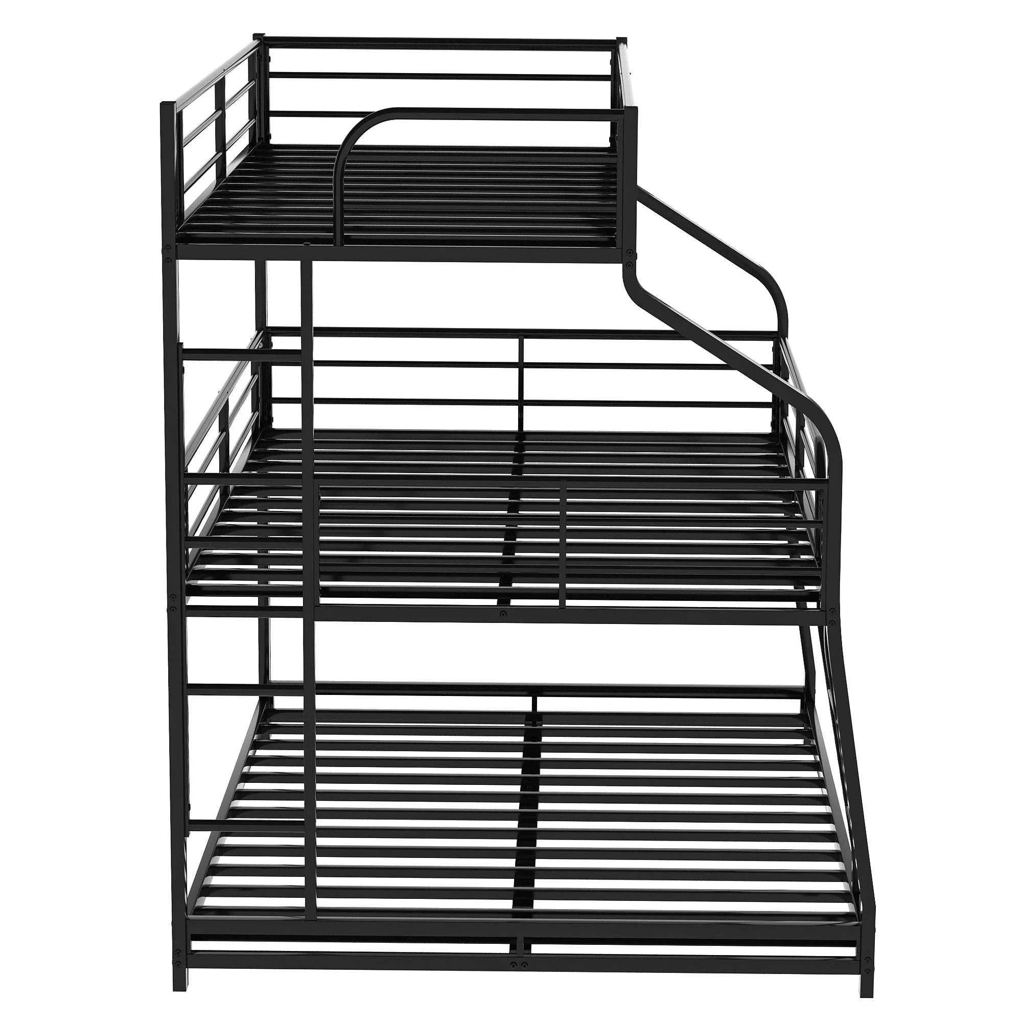 Black Twin Xl Over Full Xl Over Queen Size Bunk Bed By Homeroots - Image 9