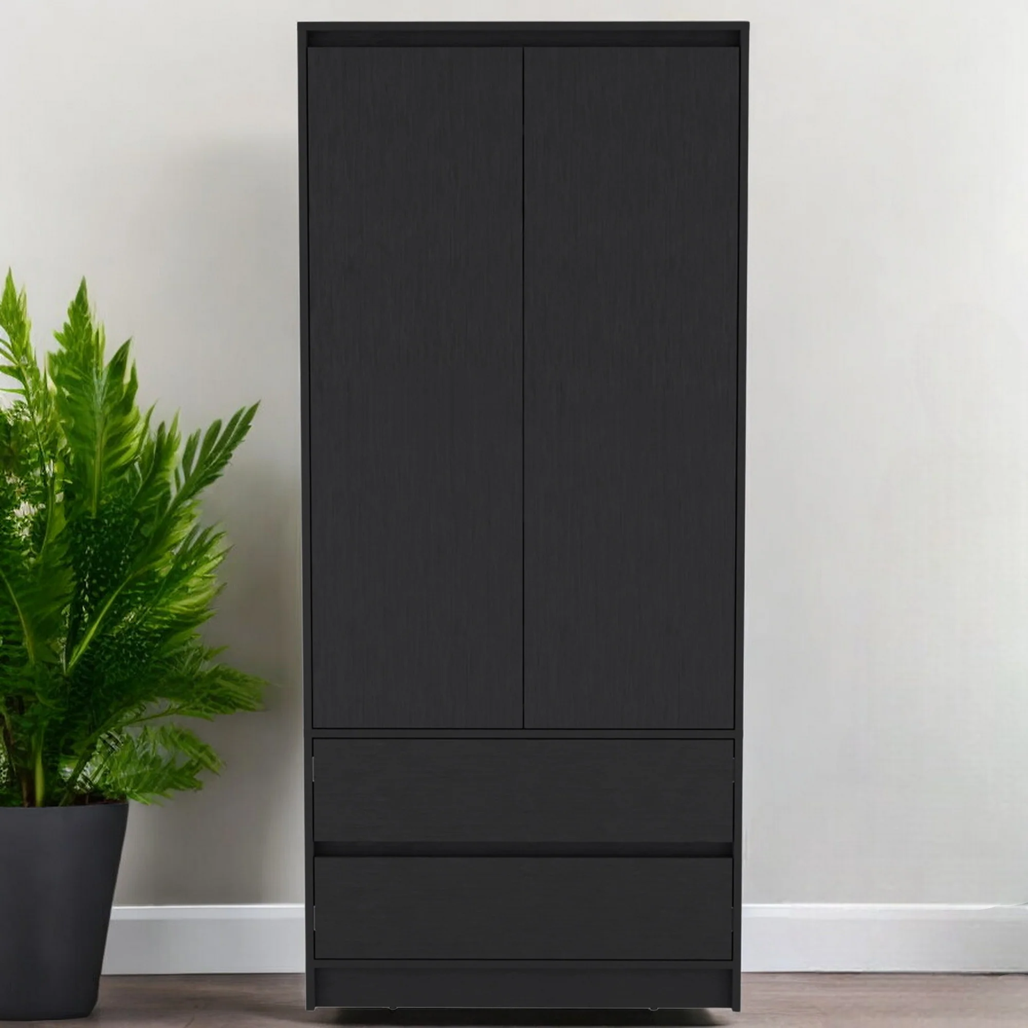 Black Two Drawer Combo Dresser By Homeroots - Image 2