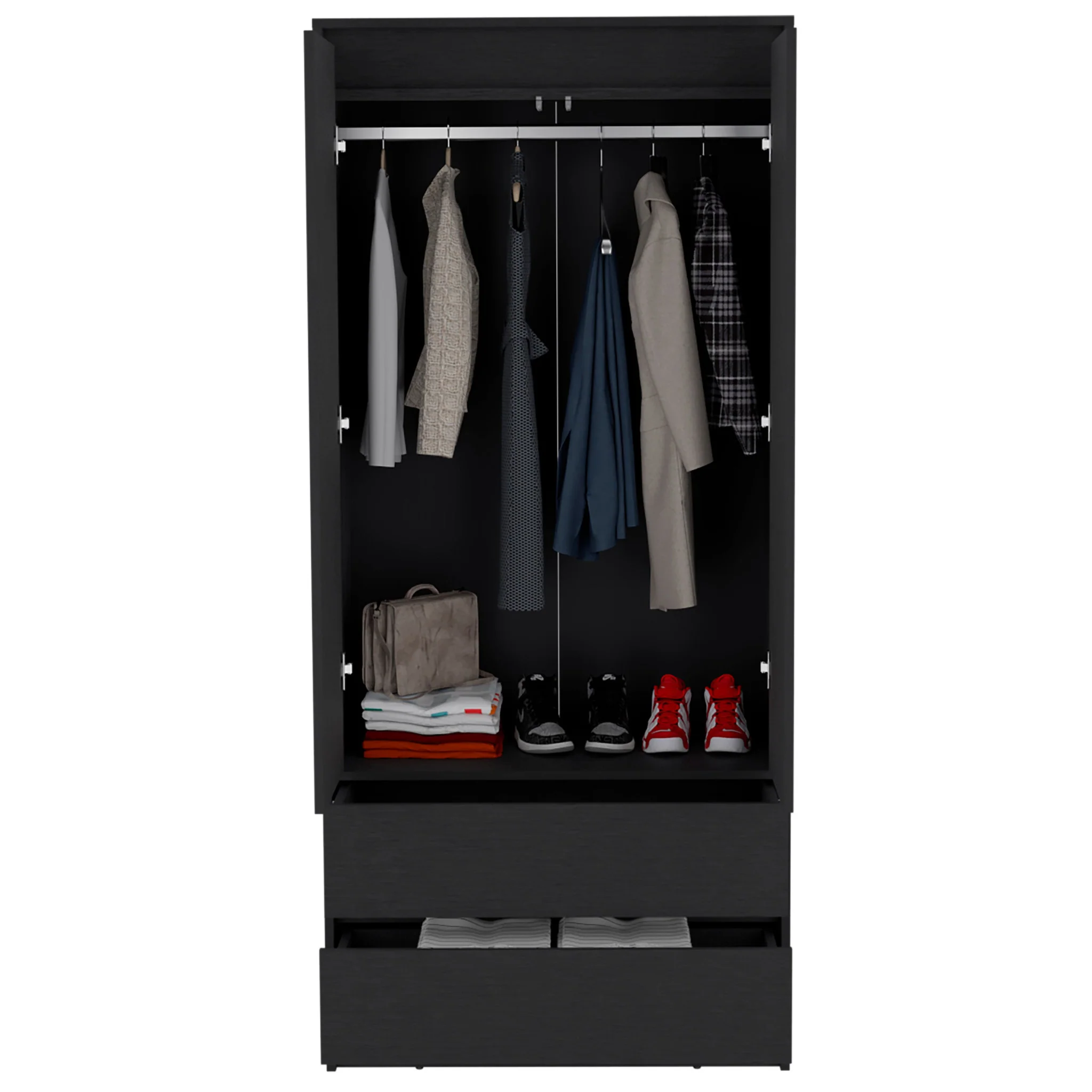 Black Two Drawer Combo Dresser By Homeroots - Image 3