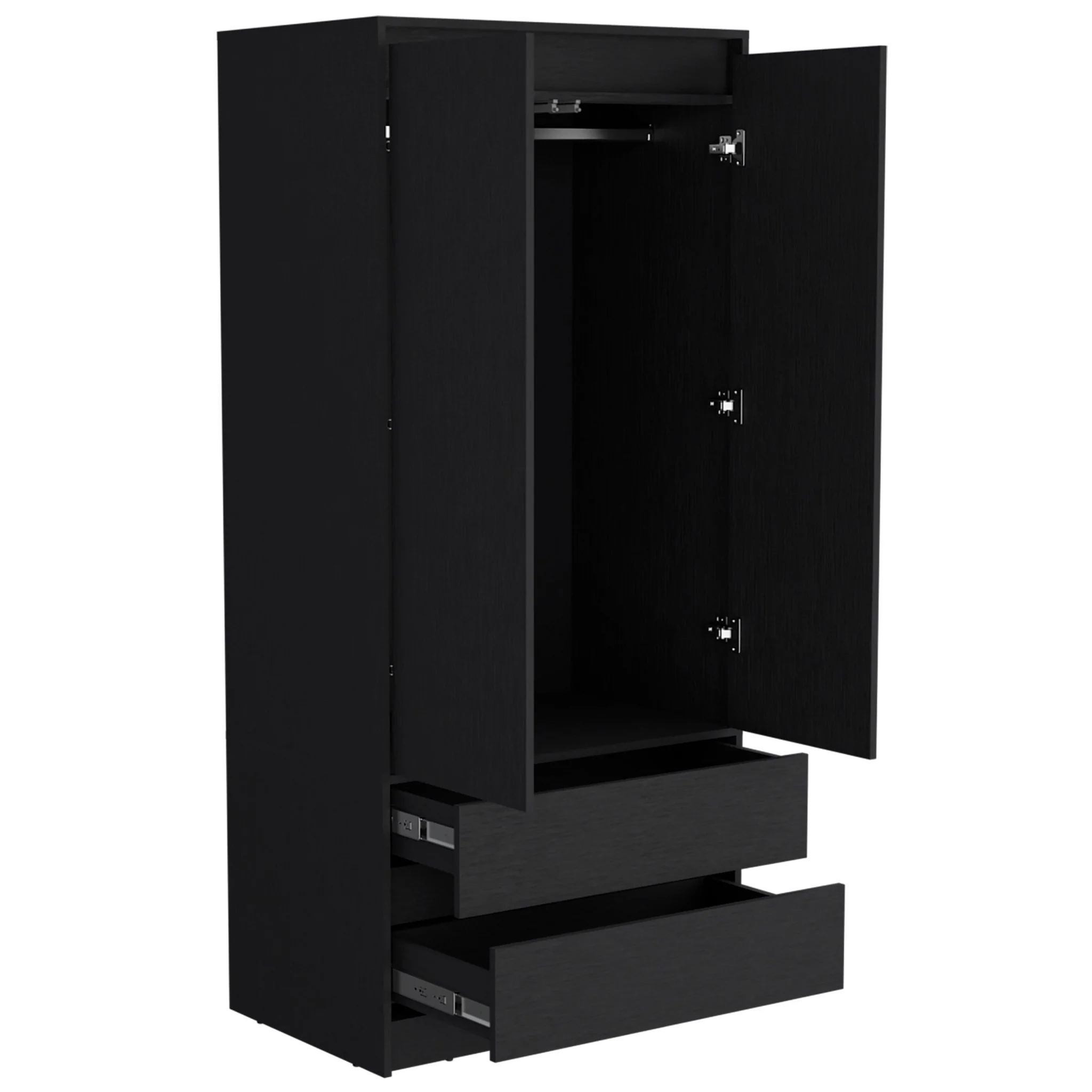 Black Two Drawer Combo Dresser By Homeroots - Image 4