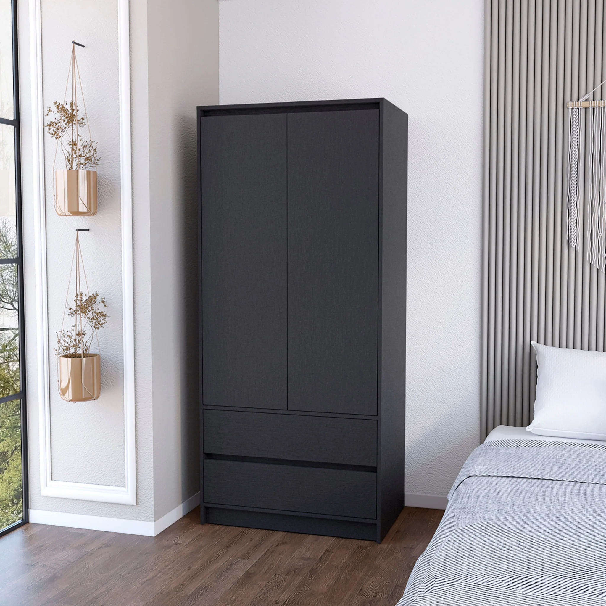 Black Two Drawer Combo Dresser By Homeroots - Image 5