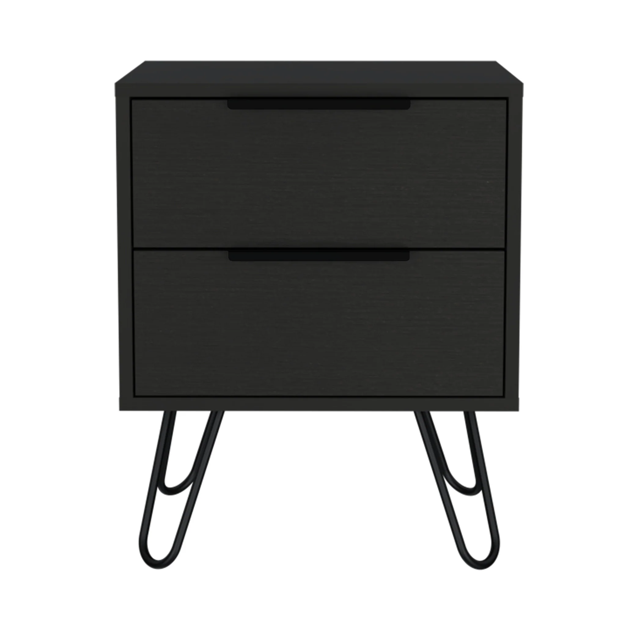 Black Two Drawer Faux Wood Nightstand By Homeroots - Image 2