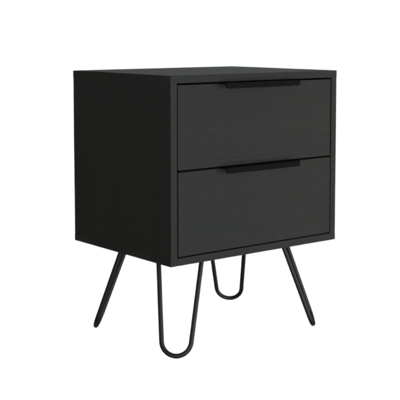 Black Two Drawer Faux Wood Nightstand By Homeroots - Image 3
