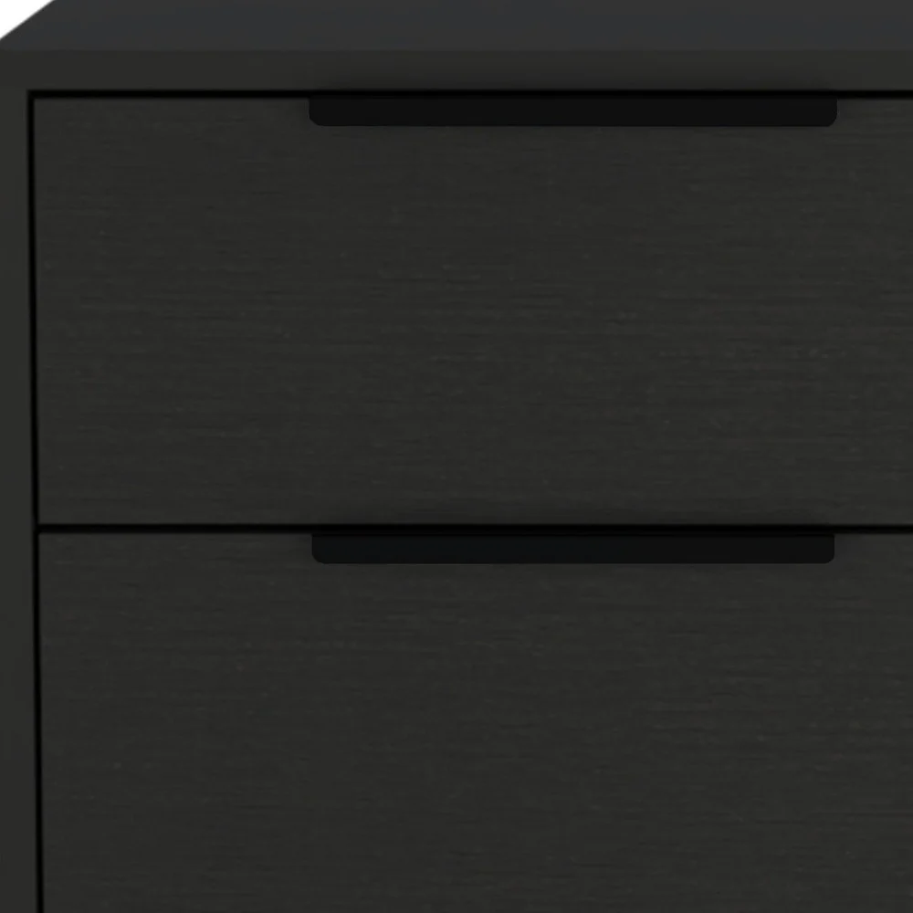Black Two Drawer Faux Wood Nightstand By Homeroots - Image 4