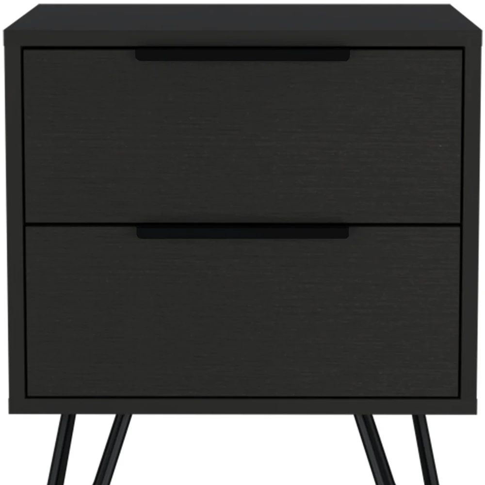 Black Two Drawer Faux Wood Nightstand By Homeroots - Image 5