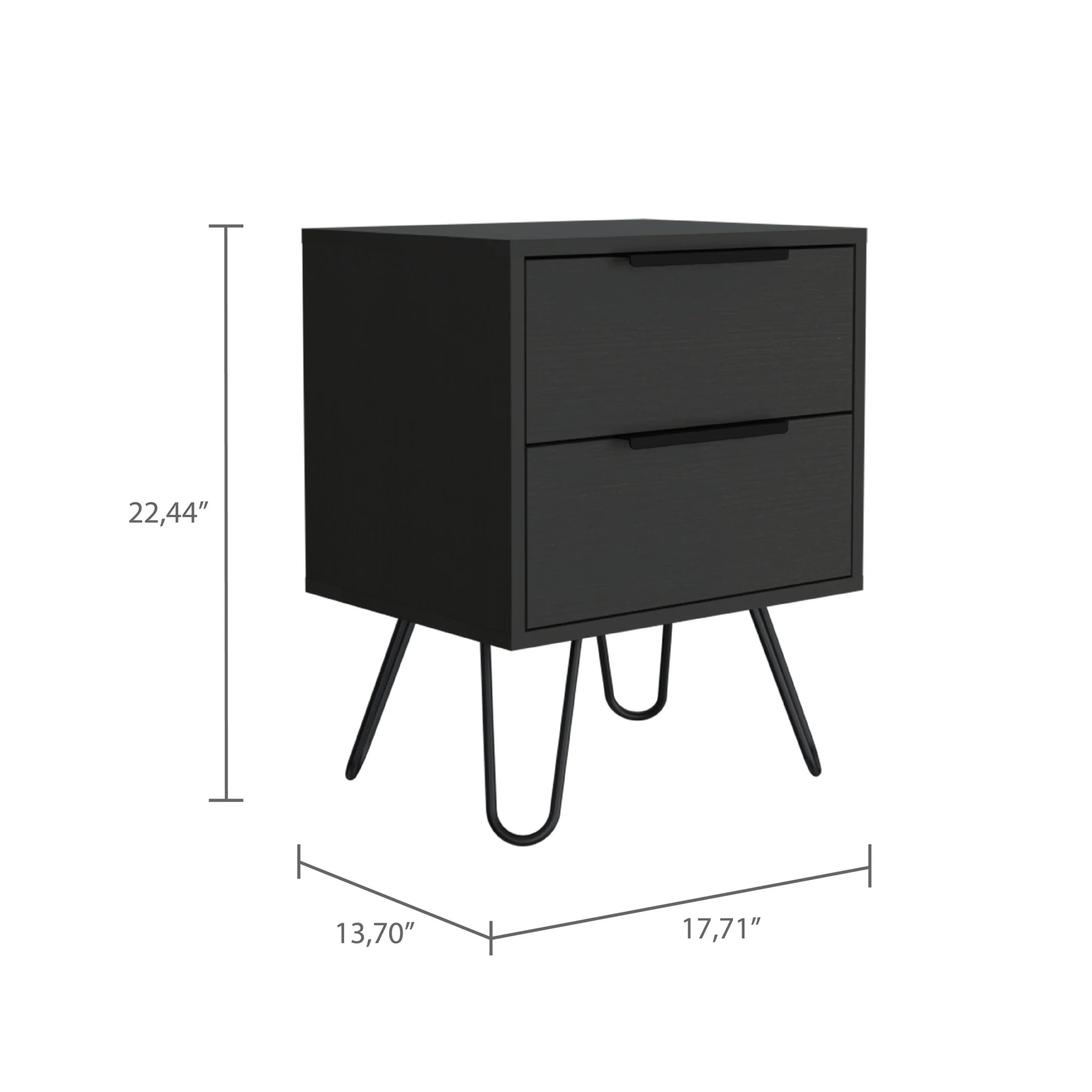Black Two Drawer Faux Wood Nightstand By Homeroots - Image 7
