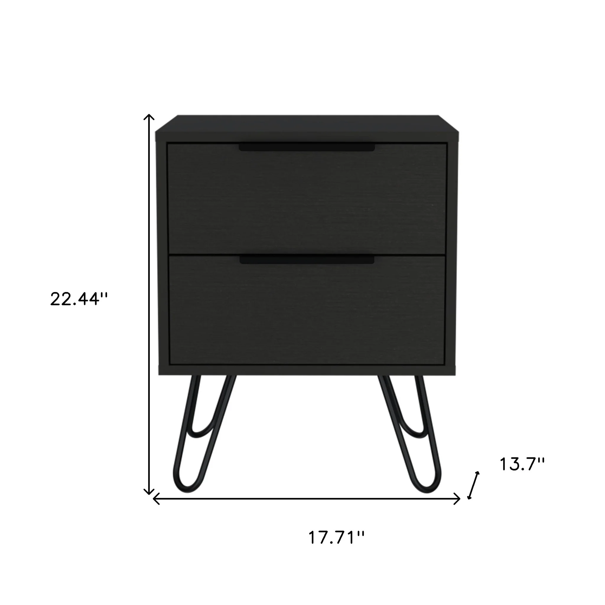 Black Two Drawer Faux Wood Nightstand By Homeroots - Image 8