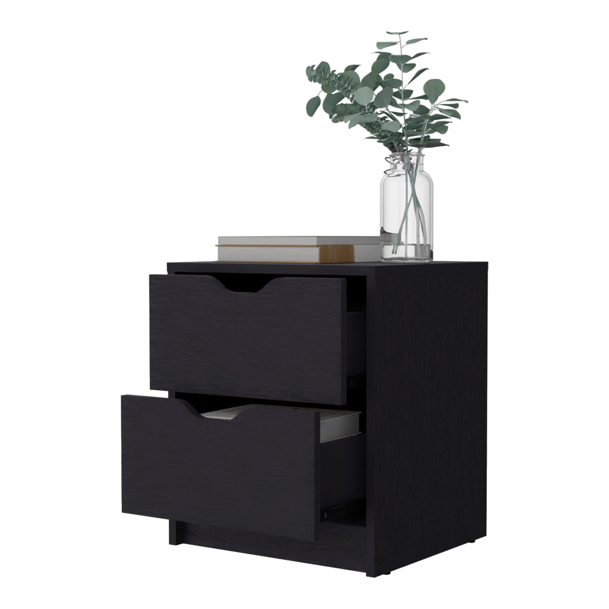 Black Two Drawer Nightstand With Integrated Tech By Homeroots - Image 4