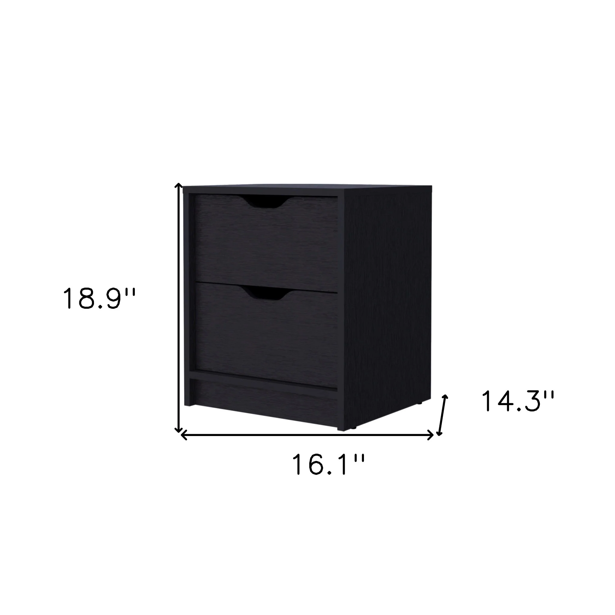 Black Two Drawer Nightstand With Integrated Tech By Homeroots - Image 7