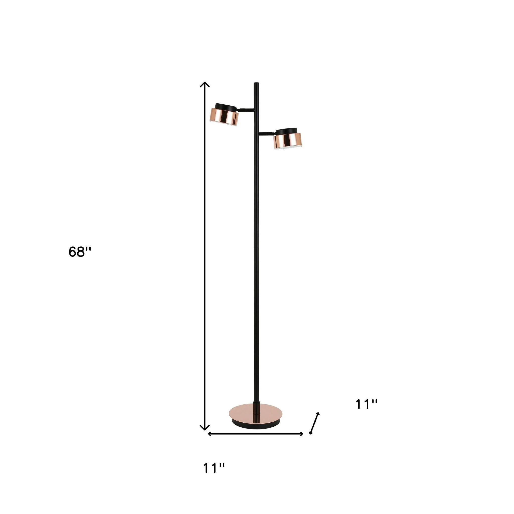 Black Two Light Tree Floor Lamp With Copper Bell Shade By Homeroots - Image 6