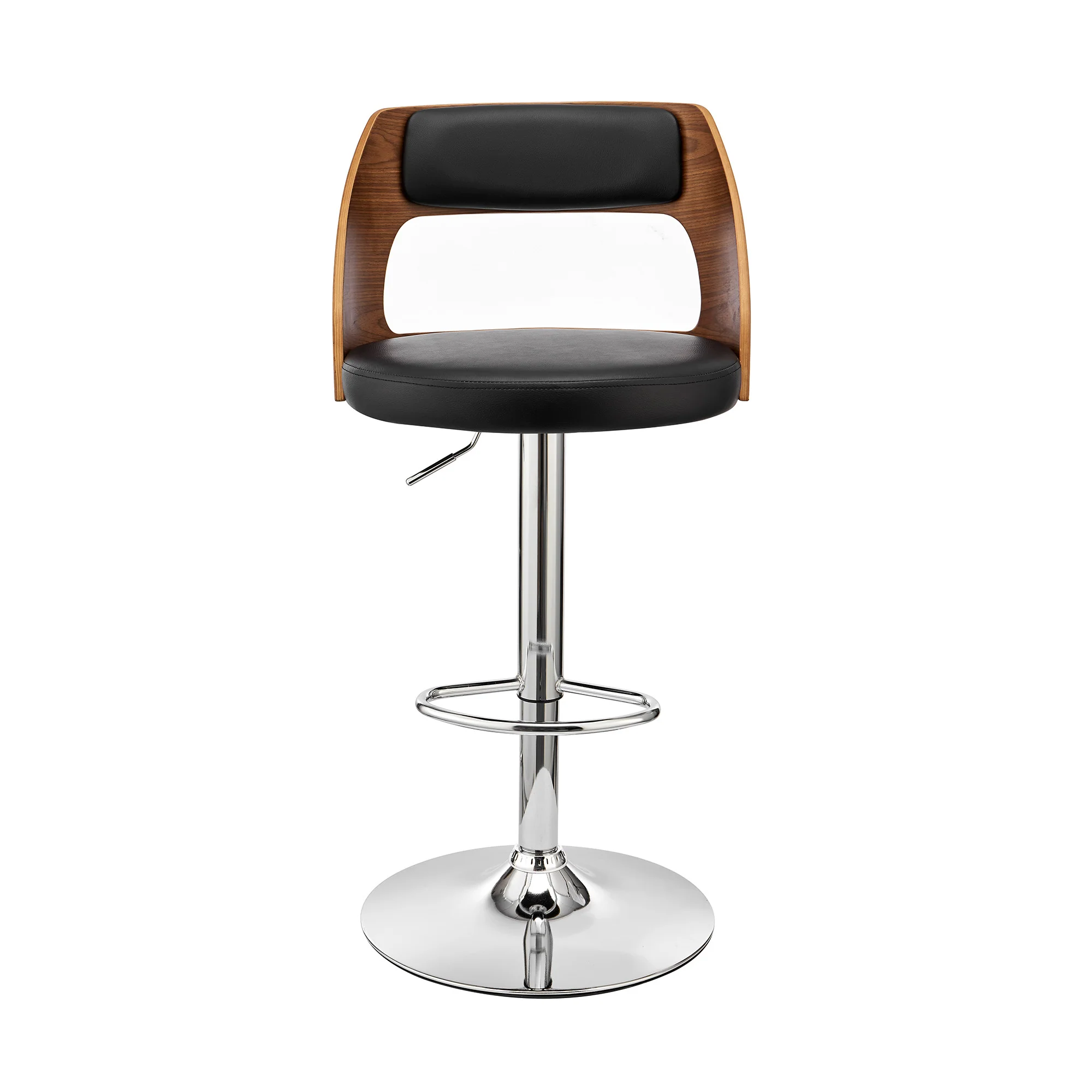 Black Upholstered Chrome Base Adjustable Swivel Bar Stool By Homeroots - Image 3
