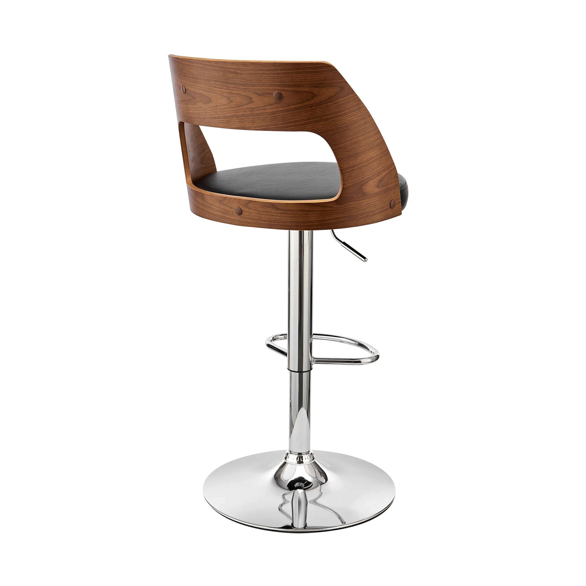 Black Upholstered Chrome Base Adjustable Swivel Bar Stool By Homeroots - Image 5