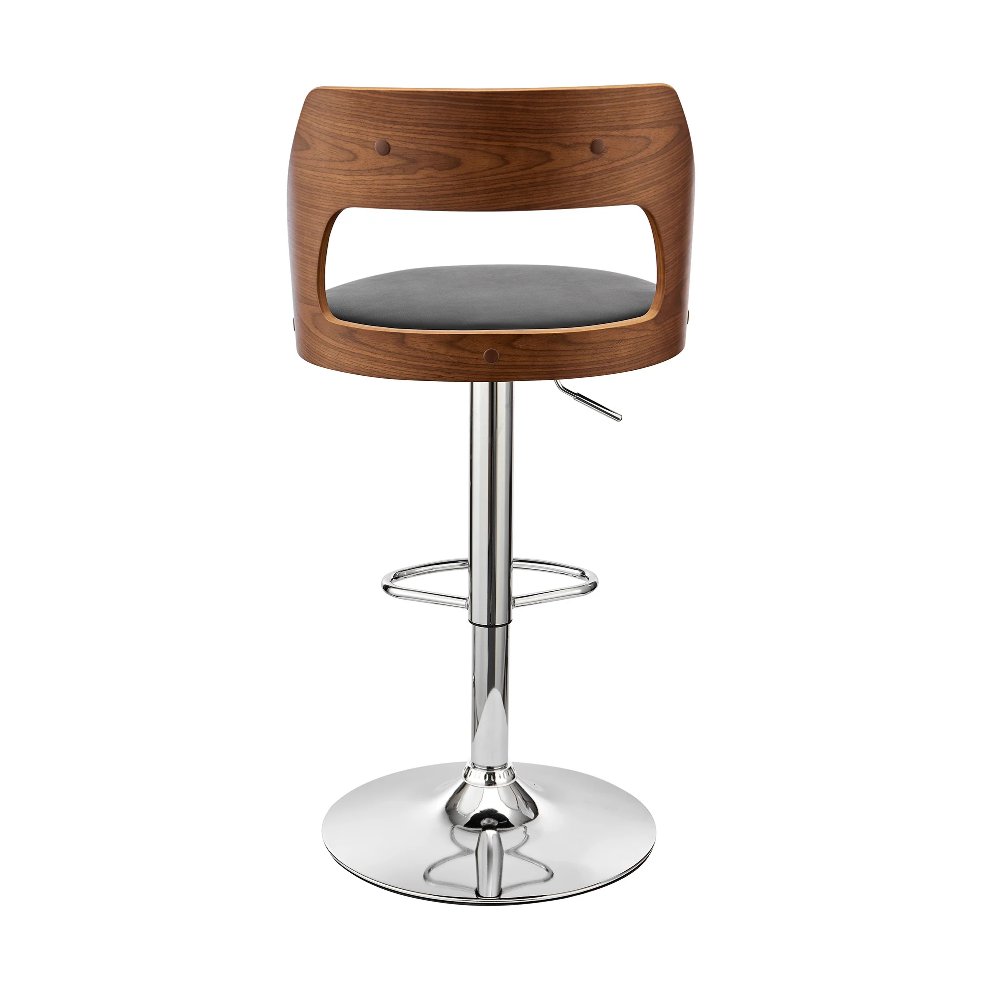 Black Upholstered Chrome Base Adjustable Swivel Bar Stool By Homeroots - Image 6