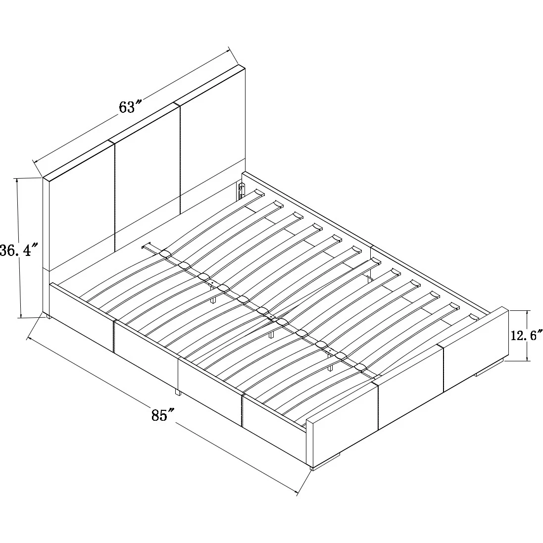 Black Upholstered Queen Platform Bed By Homeroots - Image 5