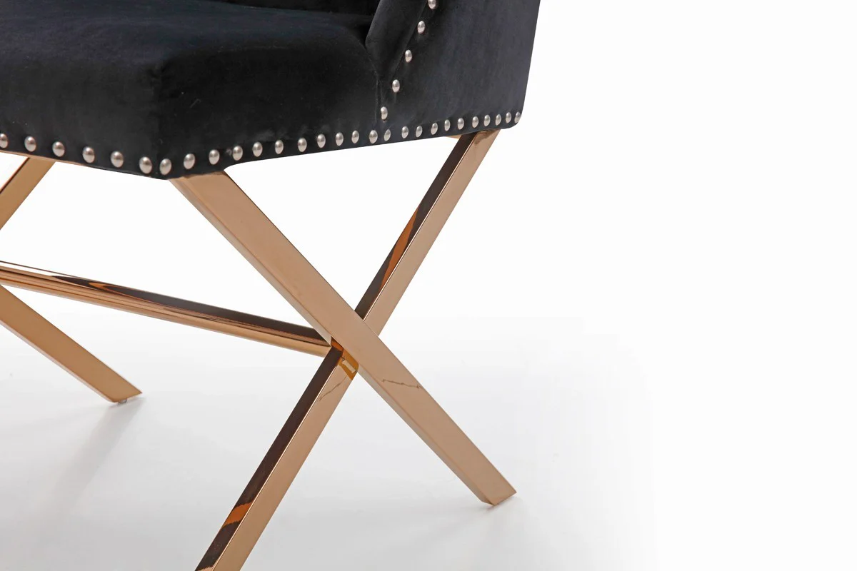 Black Velvet and Rose Gold Nailhead Modern Dining Chair By Homeroots - Image 5