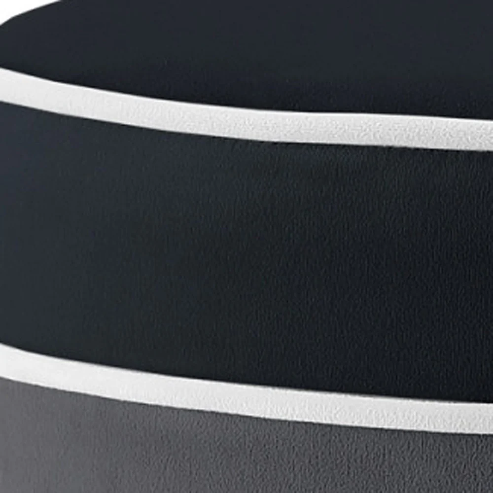 Black Velvet And Silver Round Striped Ottoman By Homeroots - Image 7