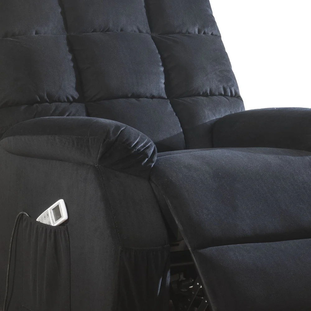 Black Velvet Recliner With Power Lift And Massage By Homeroots - Image 3