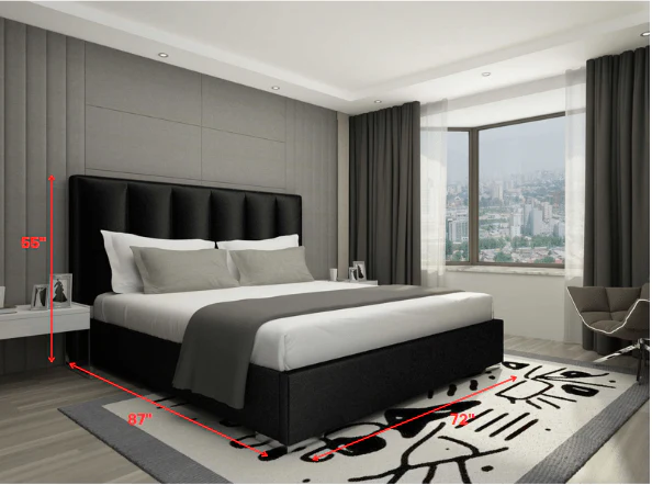 Black Velvet Upholstered Bed Queen By Homeroots - Image 2