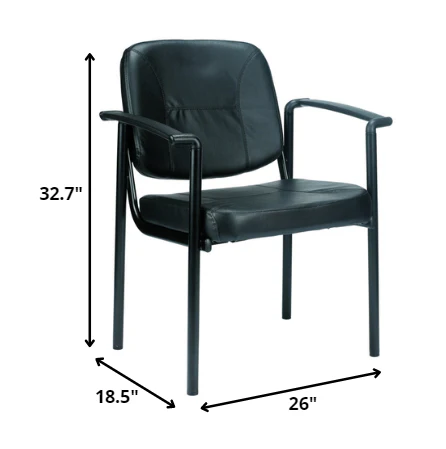 Black Vinyl Guest Chair By Homeroots - Image 2