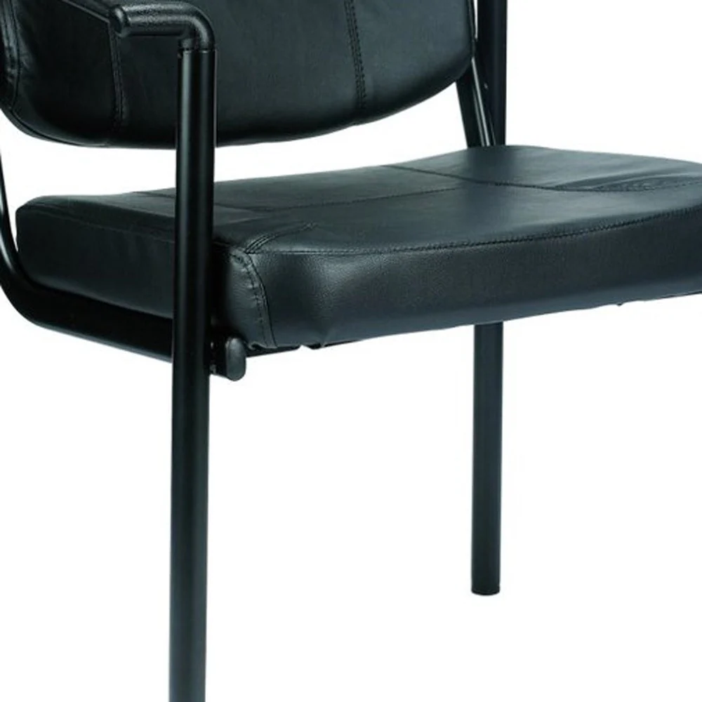 Black Vinyl Guest Chair By Homeroots - Image 3