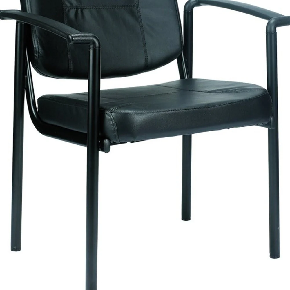 Black Vinyl Guest Chair By Homeroots - Image 4