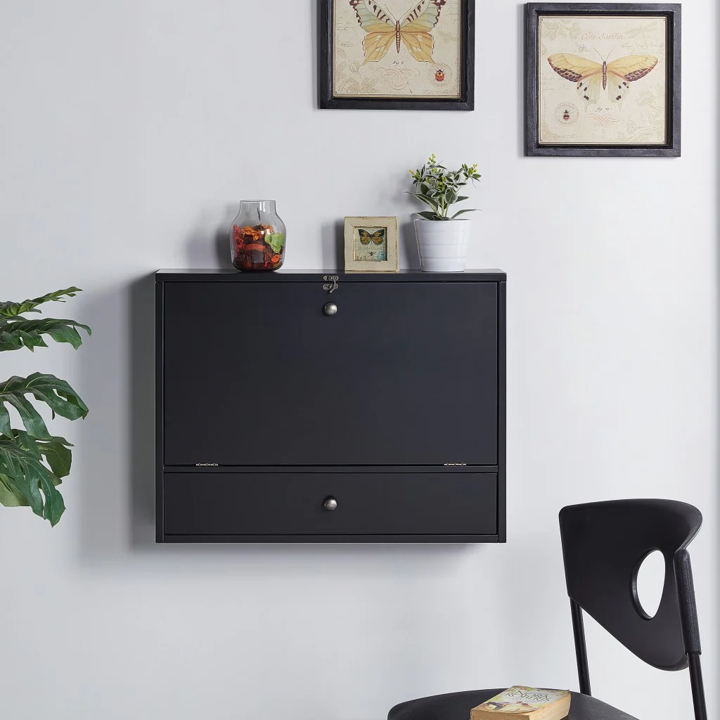 Black Wall Mount Folding Desk By Homeroots - Image 3