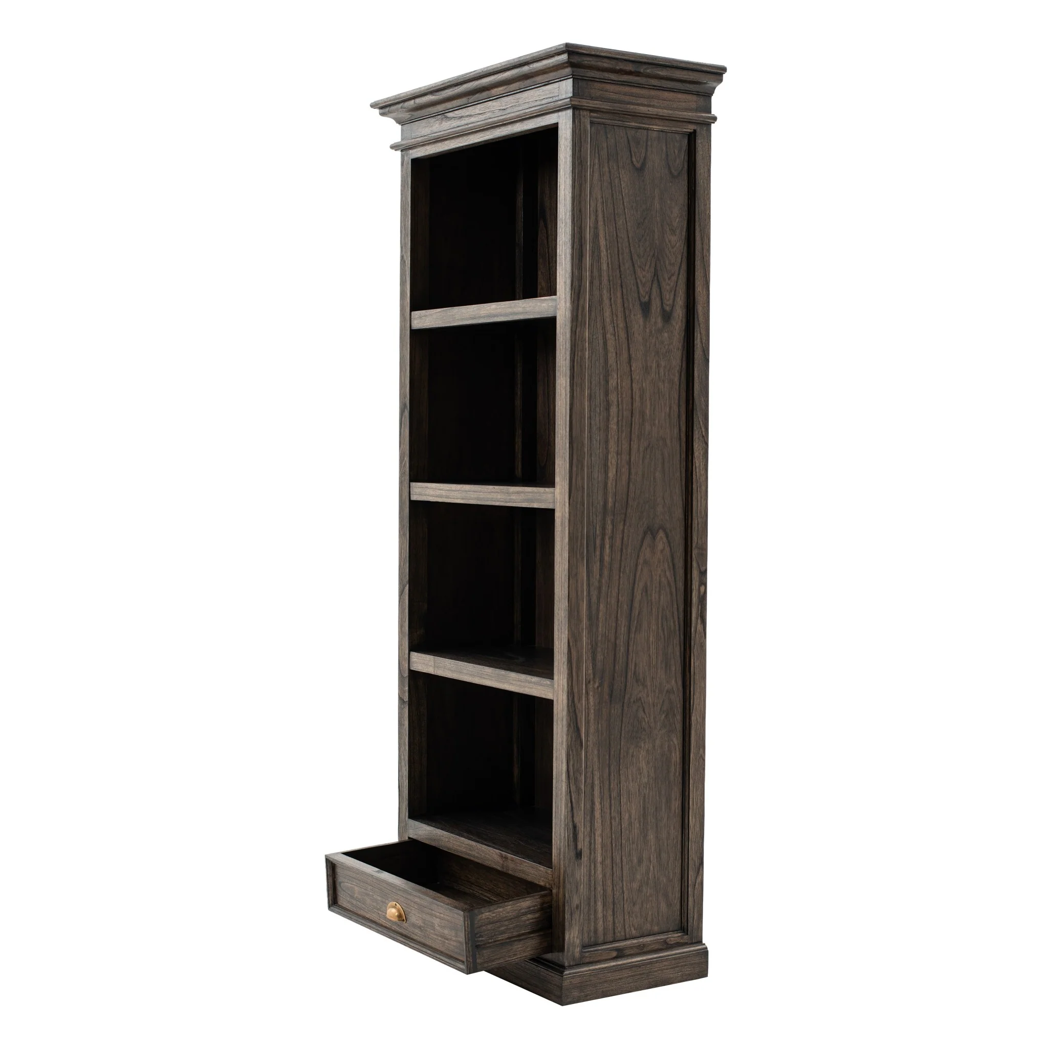 Black Wash Bookcase With One Drawer By Homeroots - Image 3