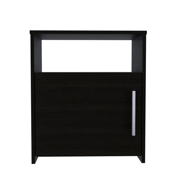 Black Wengue Nightstand with One Door Panel Cabinet By Homeroots - Image 2