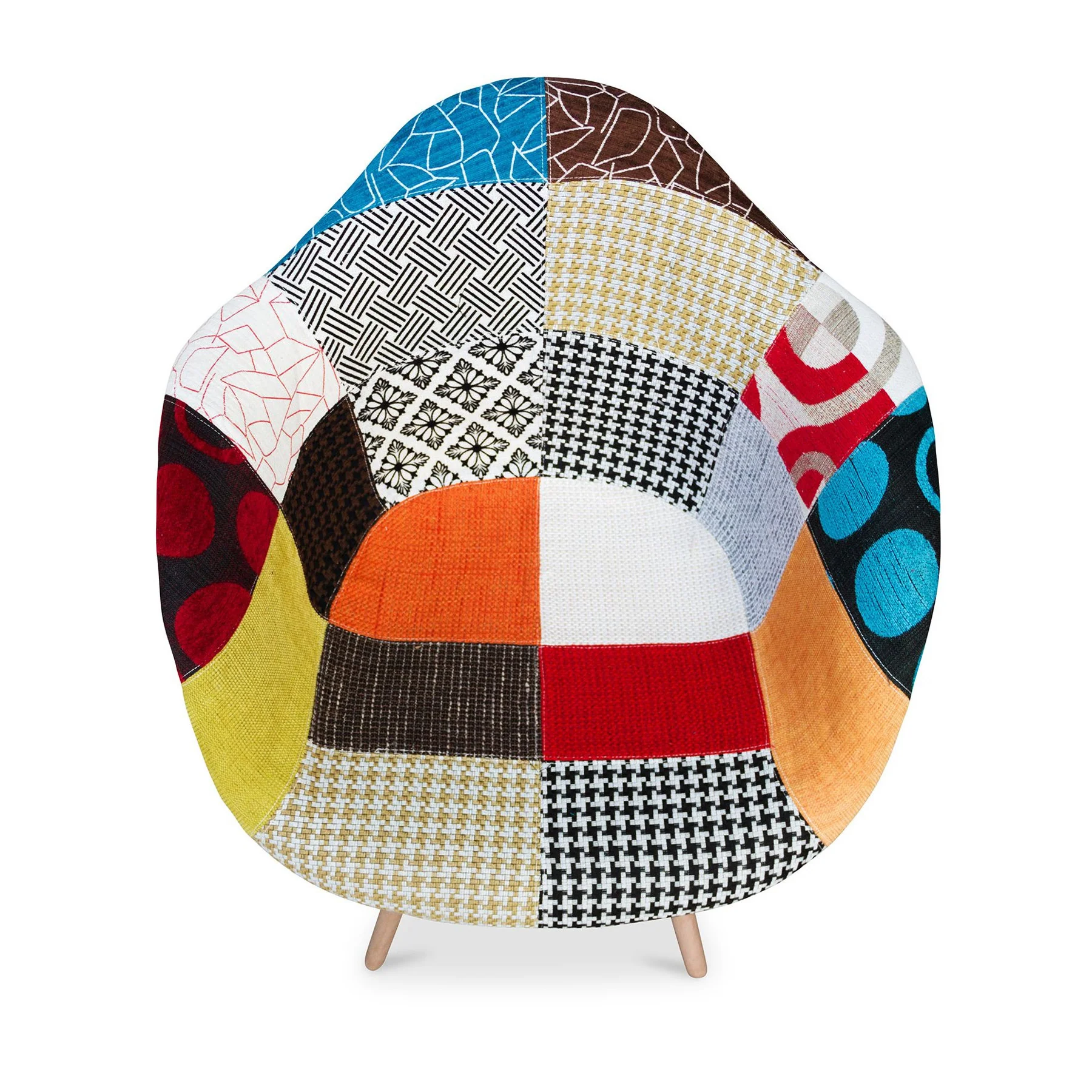 Black White and Rainbow And Natural Upholstered Fabric Dining Arm Chair By Homeroots - Image 4