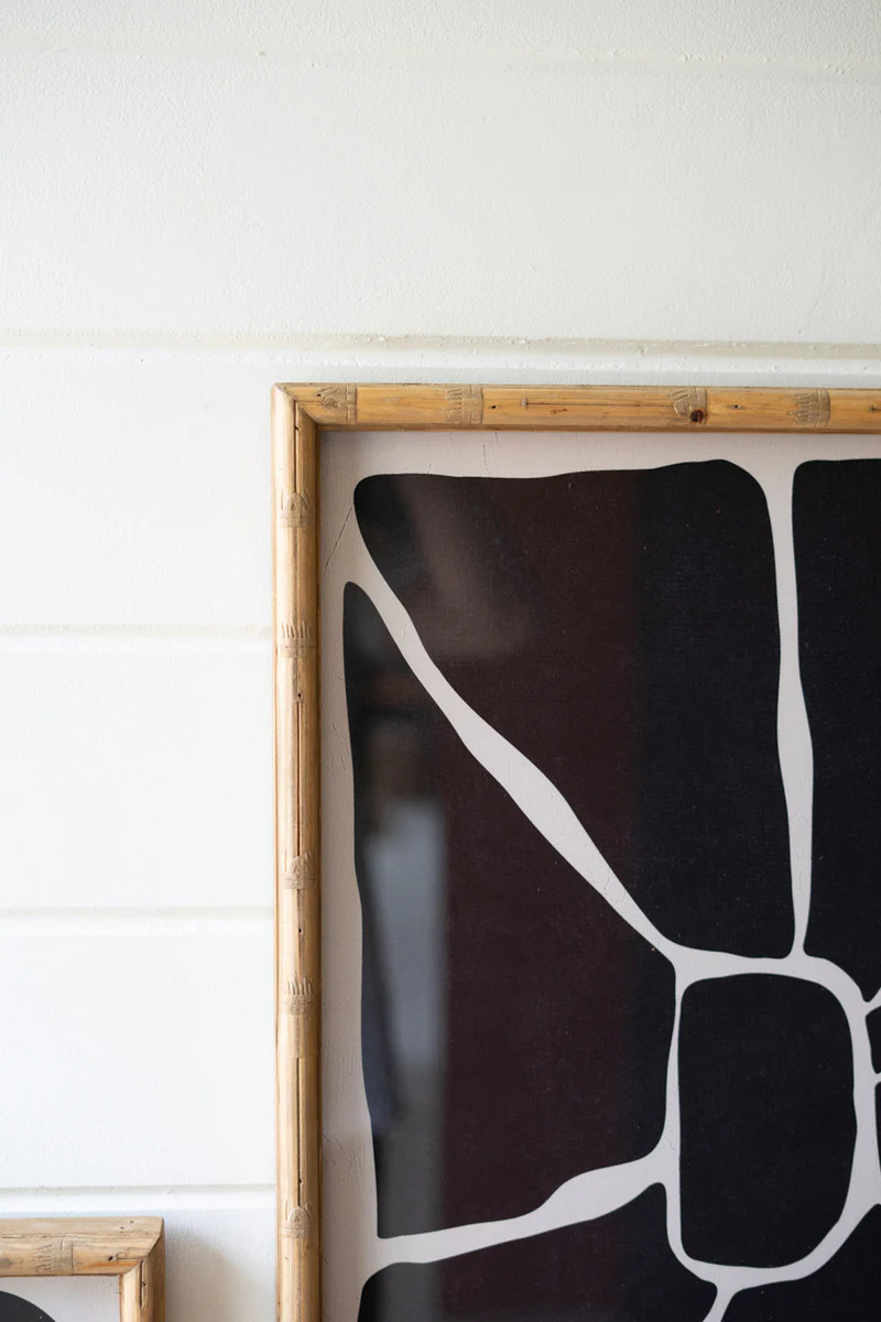 Black & White Framed Abstract Prints Under Glass Set Of 2 By Kalalou - Image 2