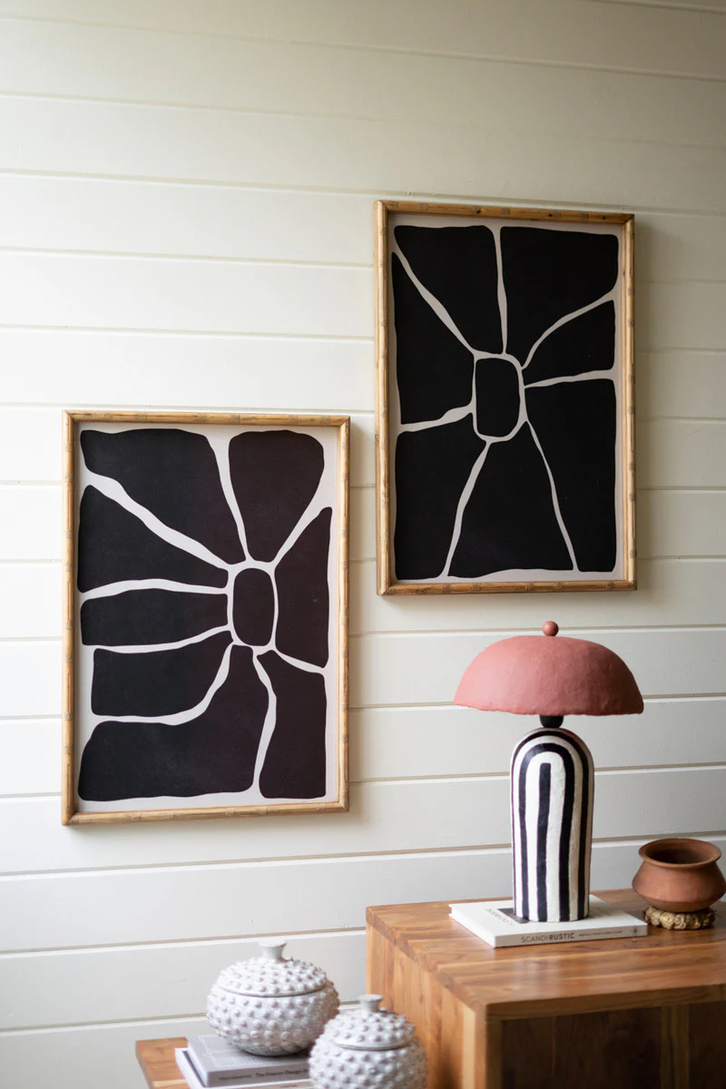 Black & White Framed Abstract Prints Under Glass Set Of 2 By Kalalou - Image 3
