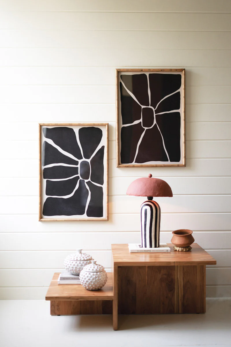 Black & White Framed Abstract Prints Under Glass Set Of 2 By Kalalou - Image 4