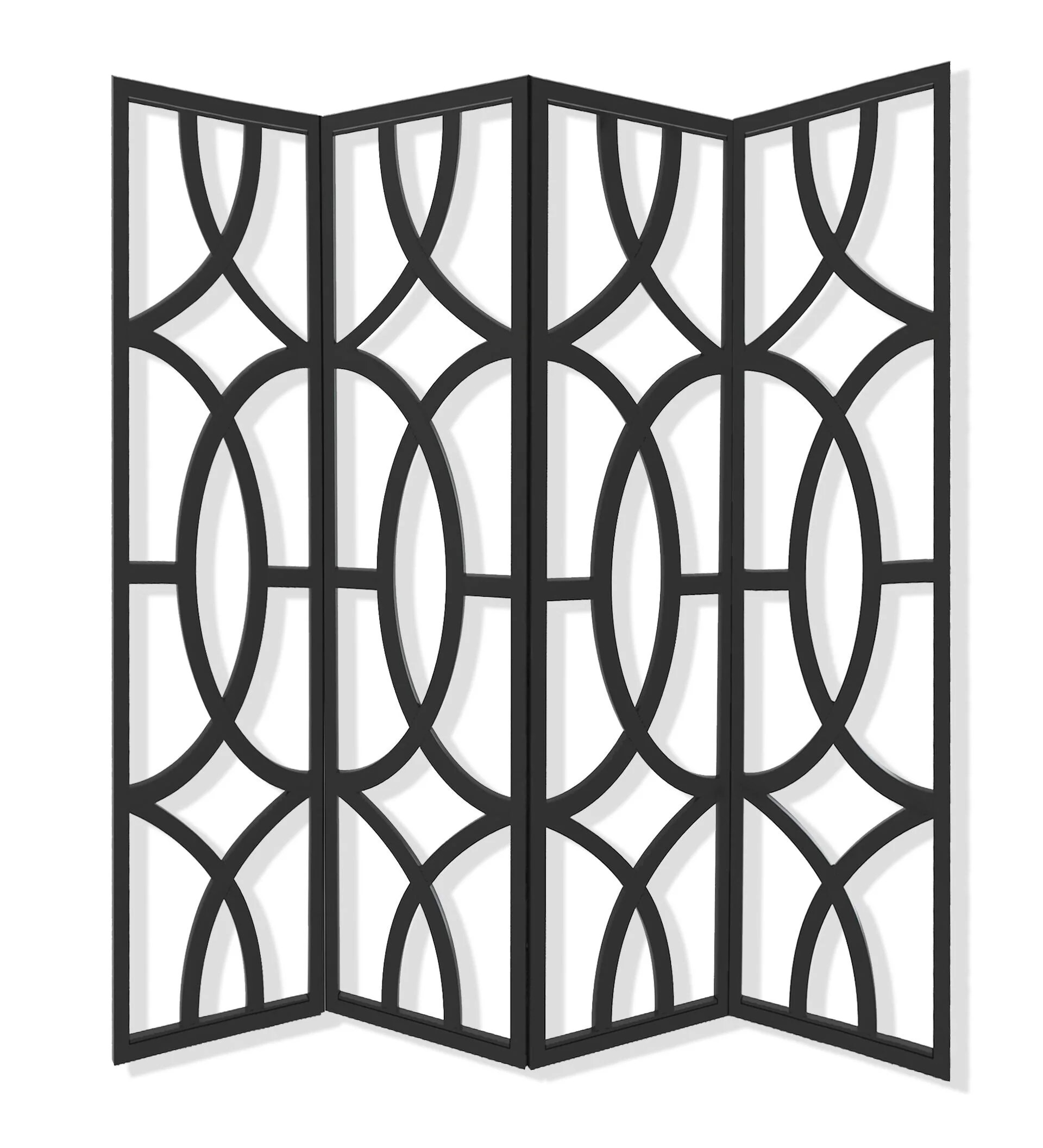 Black Wood 4 Panles Screen By Homeroots - Image 2