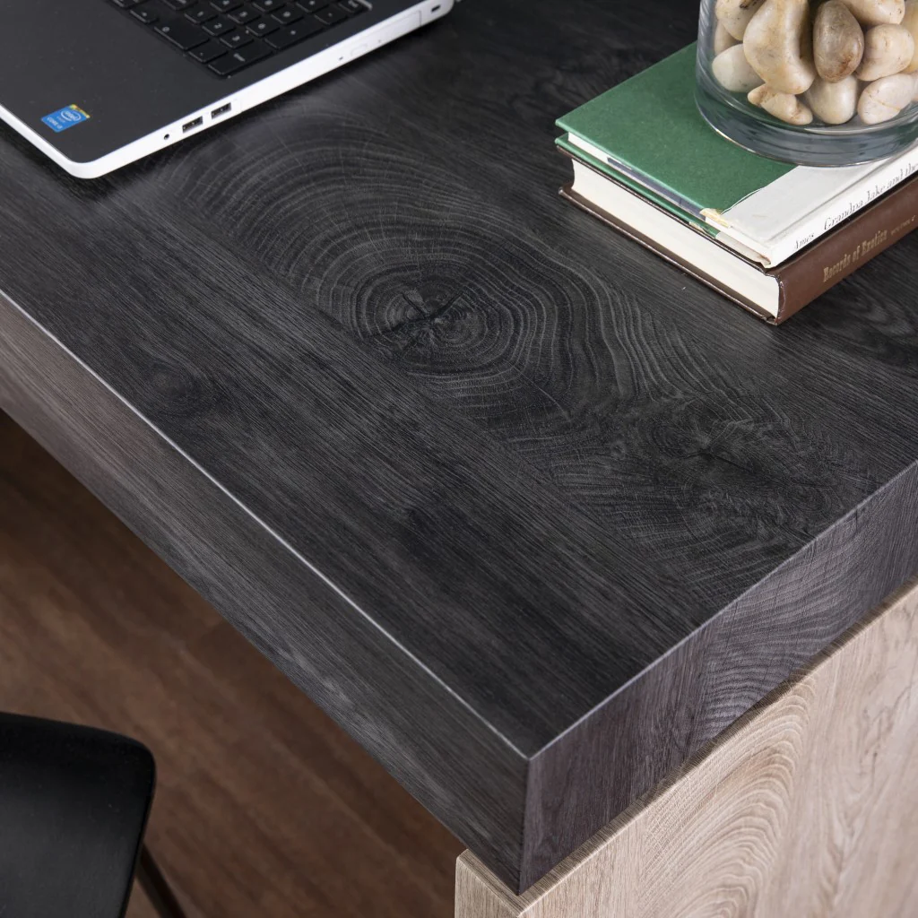 Black Wood and Iron Writing Desk By Homeroots - Image 2