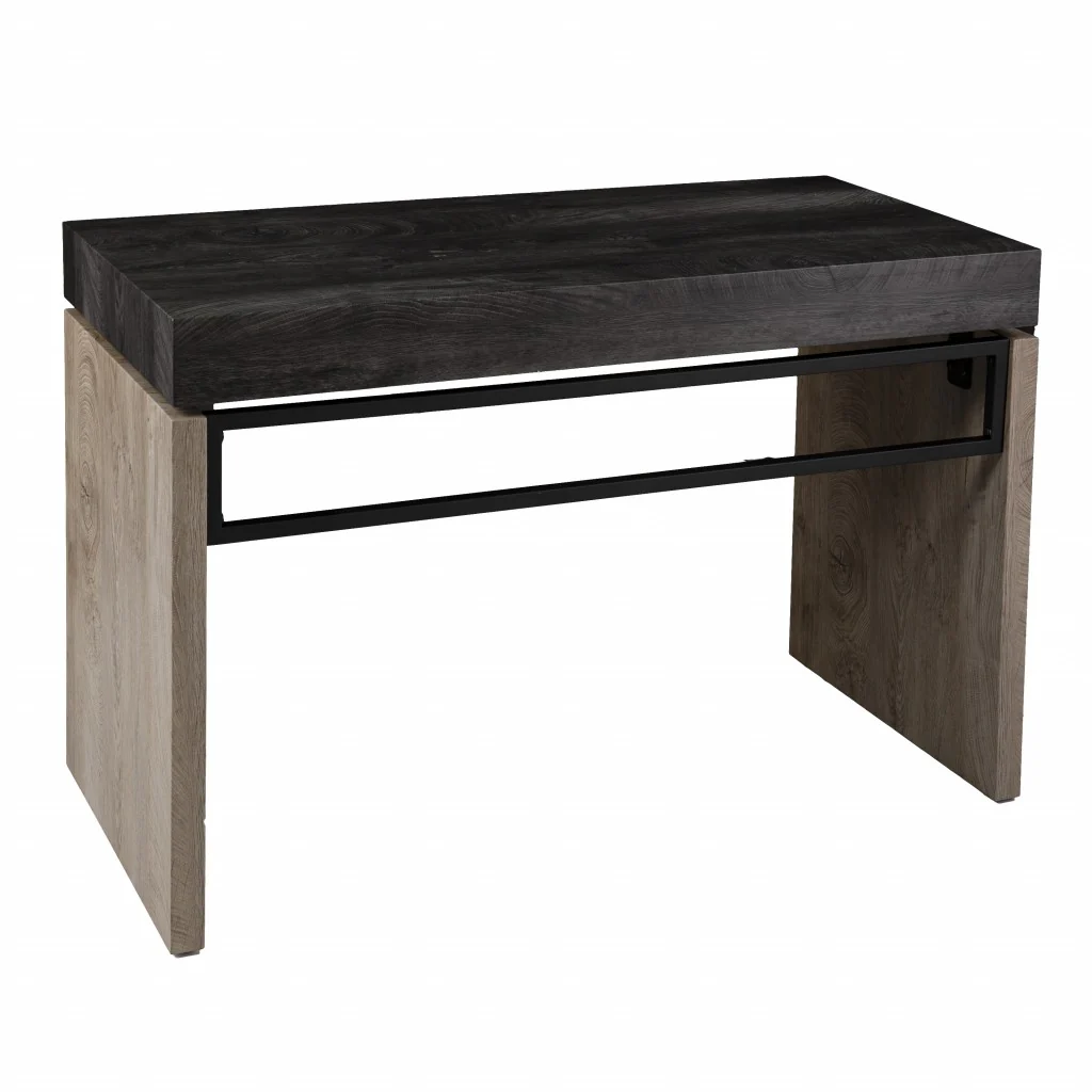 Black Wood and Iron Writing Desk By Homeroots - Image 7