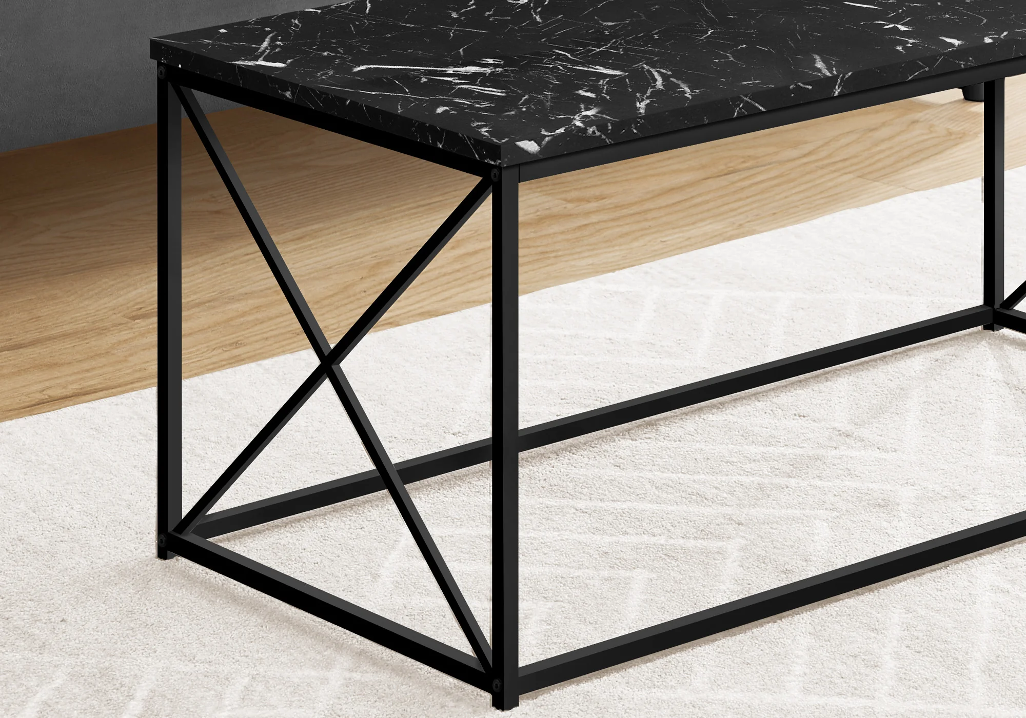 Black Wood And Metal Coffee Table By Homeroots - Image 3