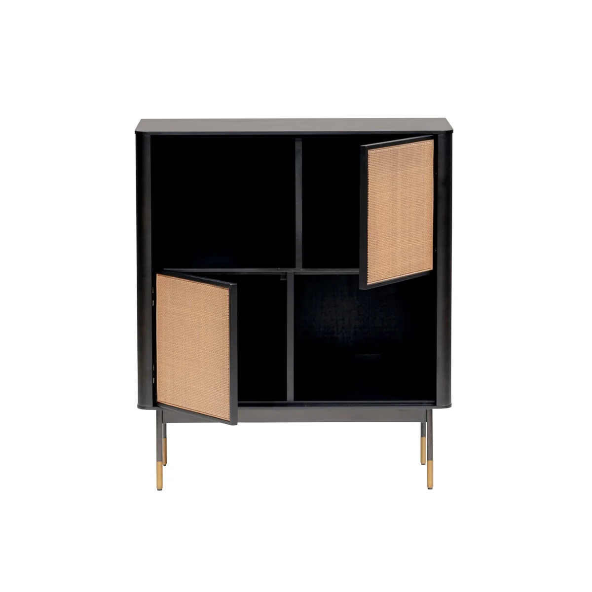Black Wood And Wicker Accent Cabinet By Homeroots - Image 2