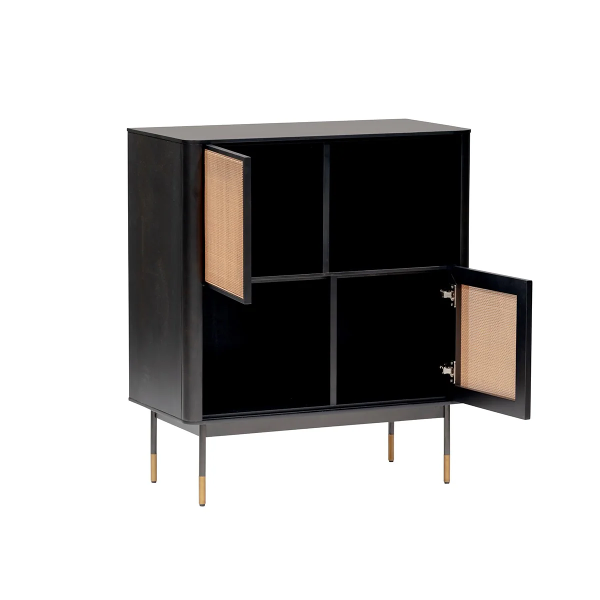 Black Wood And Wicker Accent Cabinet By Homeroots - Image 4