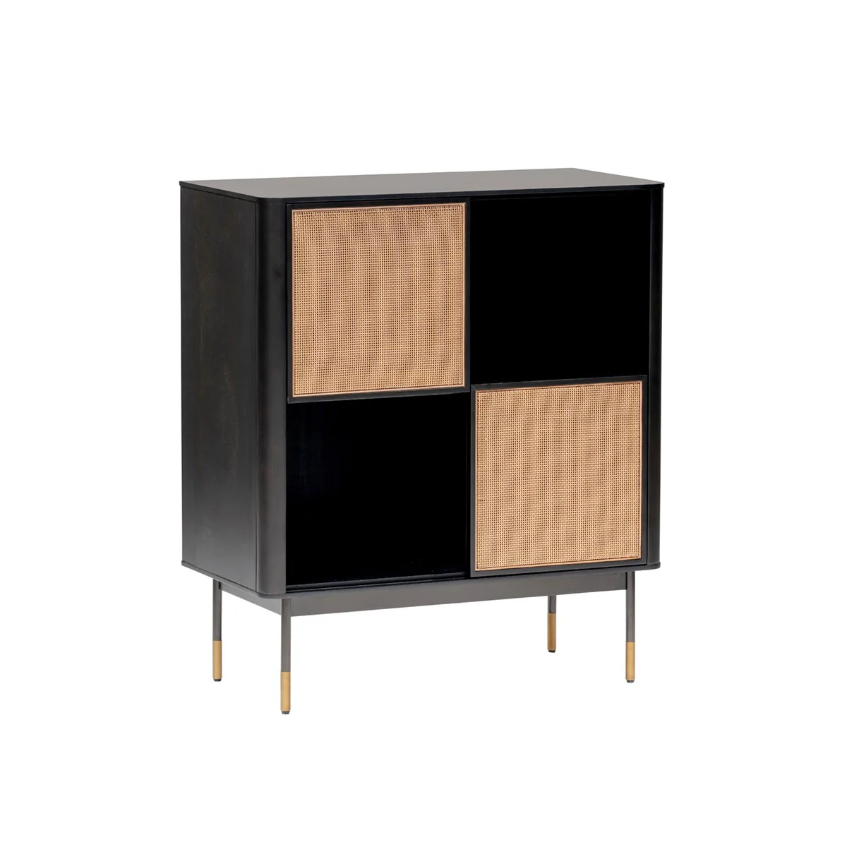 Black Wood And Wicker Accent Cabinet By Homeroots - Image 5