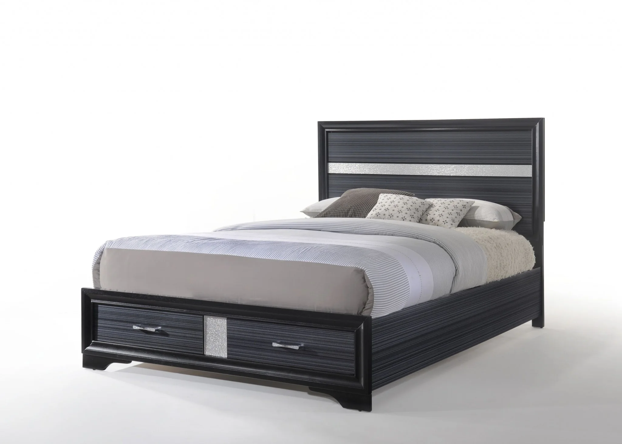 Black Wood Eastern King Bed Wstorage By Homeroots - Image 2