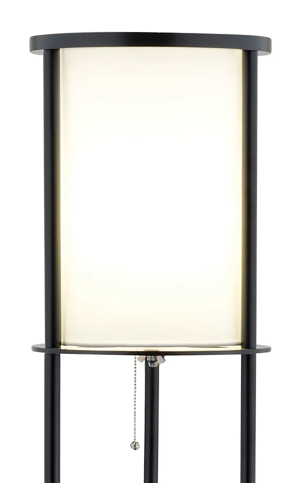 Black Wood Finish Floor Lamp with Circular Storage Shelves By Homeroots - Image 4