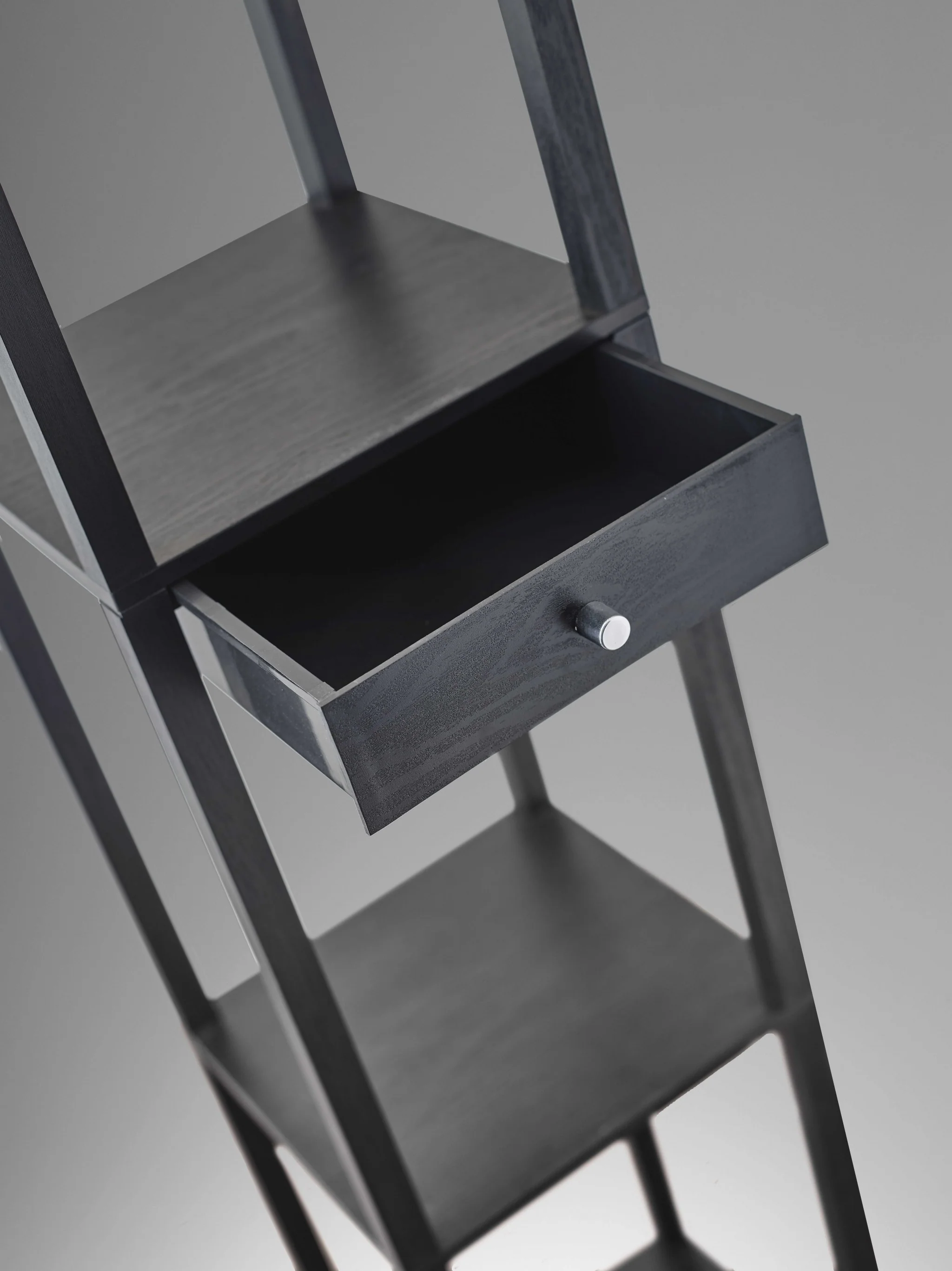 Black Wood Finish Floor Lamp with Display Shelf and Storage Drawer By Homeroots - Image 2
