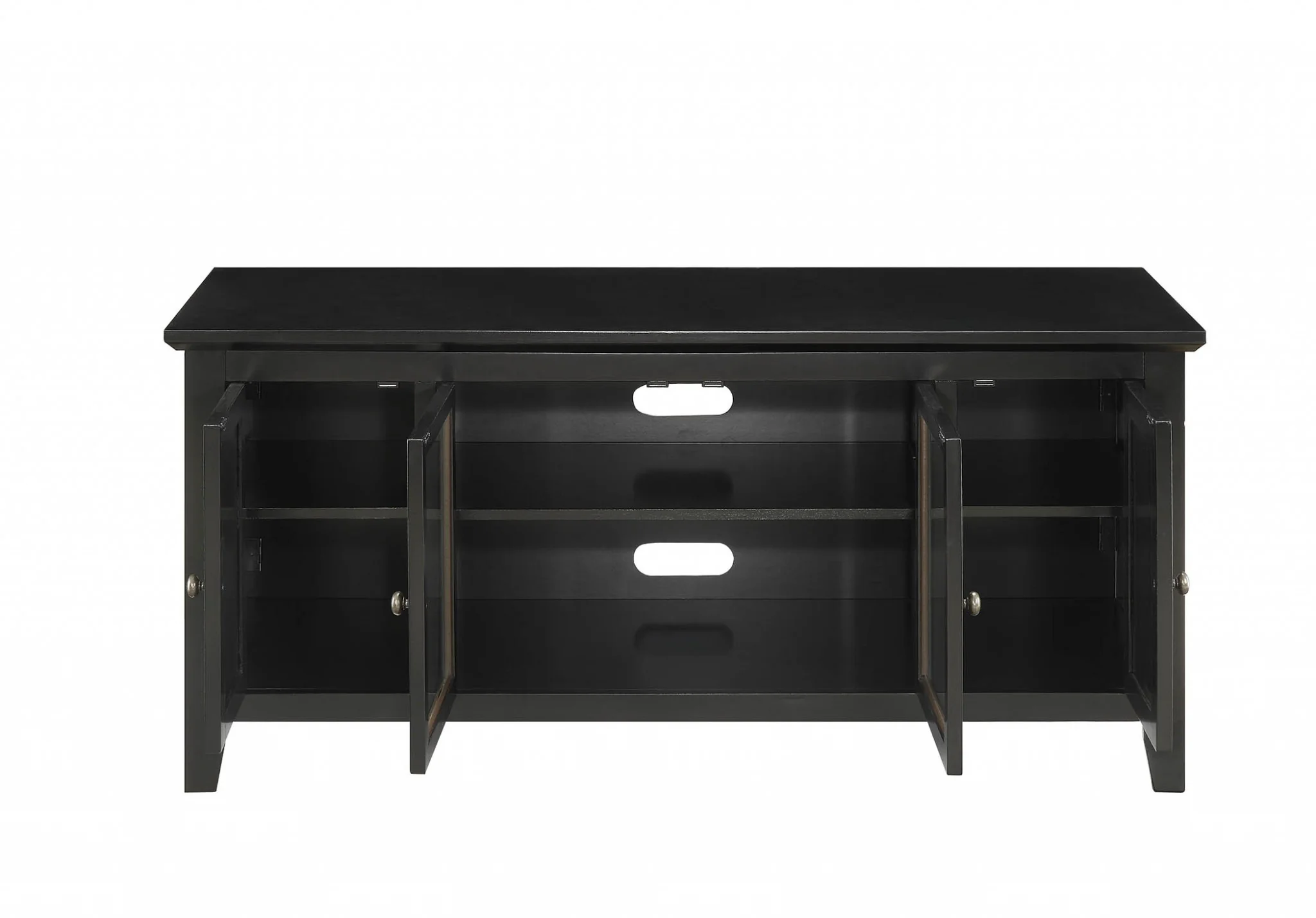 Black Wood Glass TV Stand for Flat Screen TVs up to ' By Homeroots - Image 3