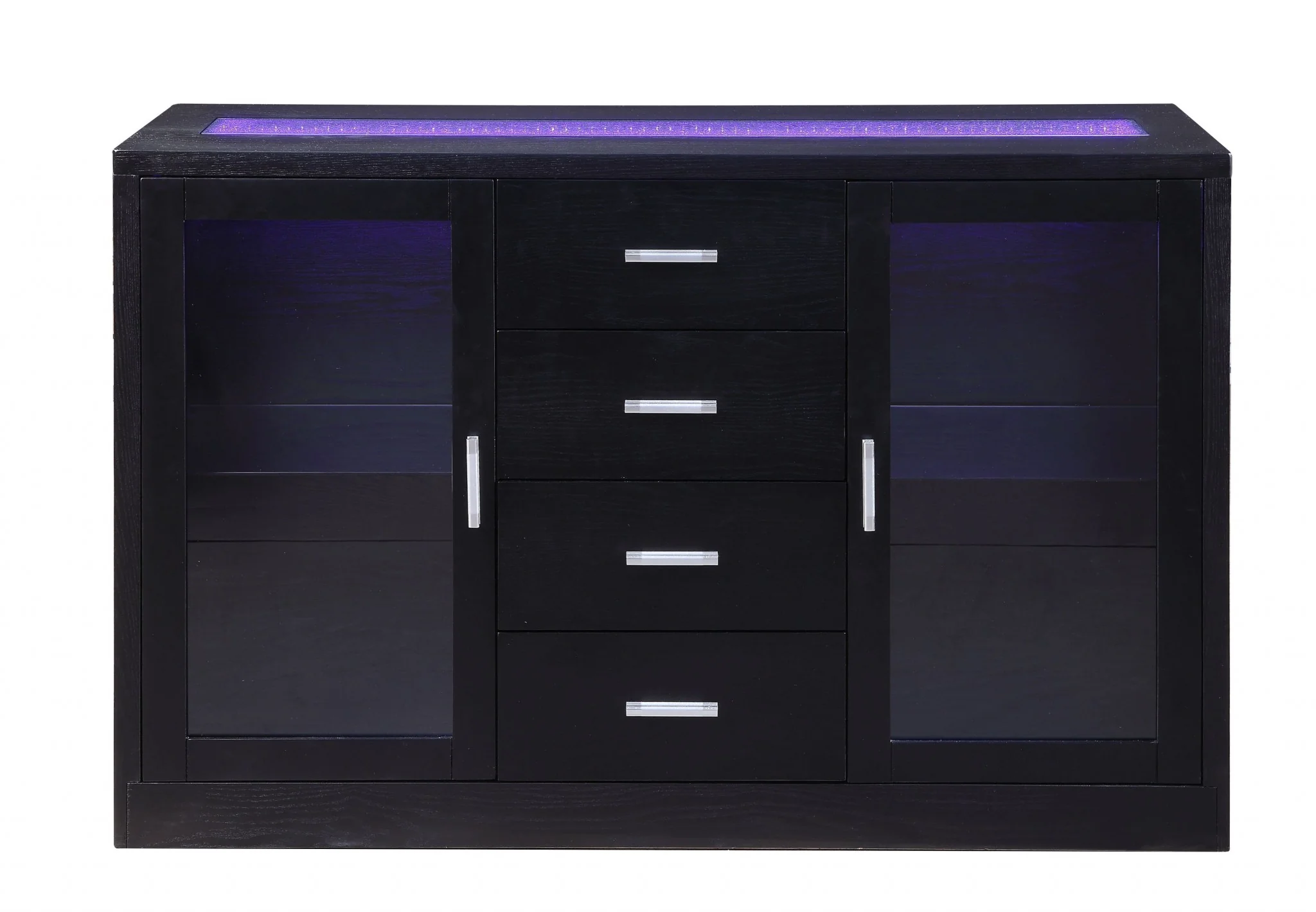 Black Wood Led Glass Server By Homeroots - Image 3