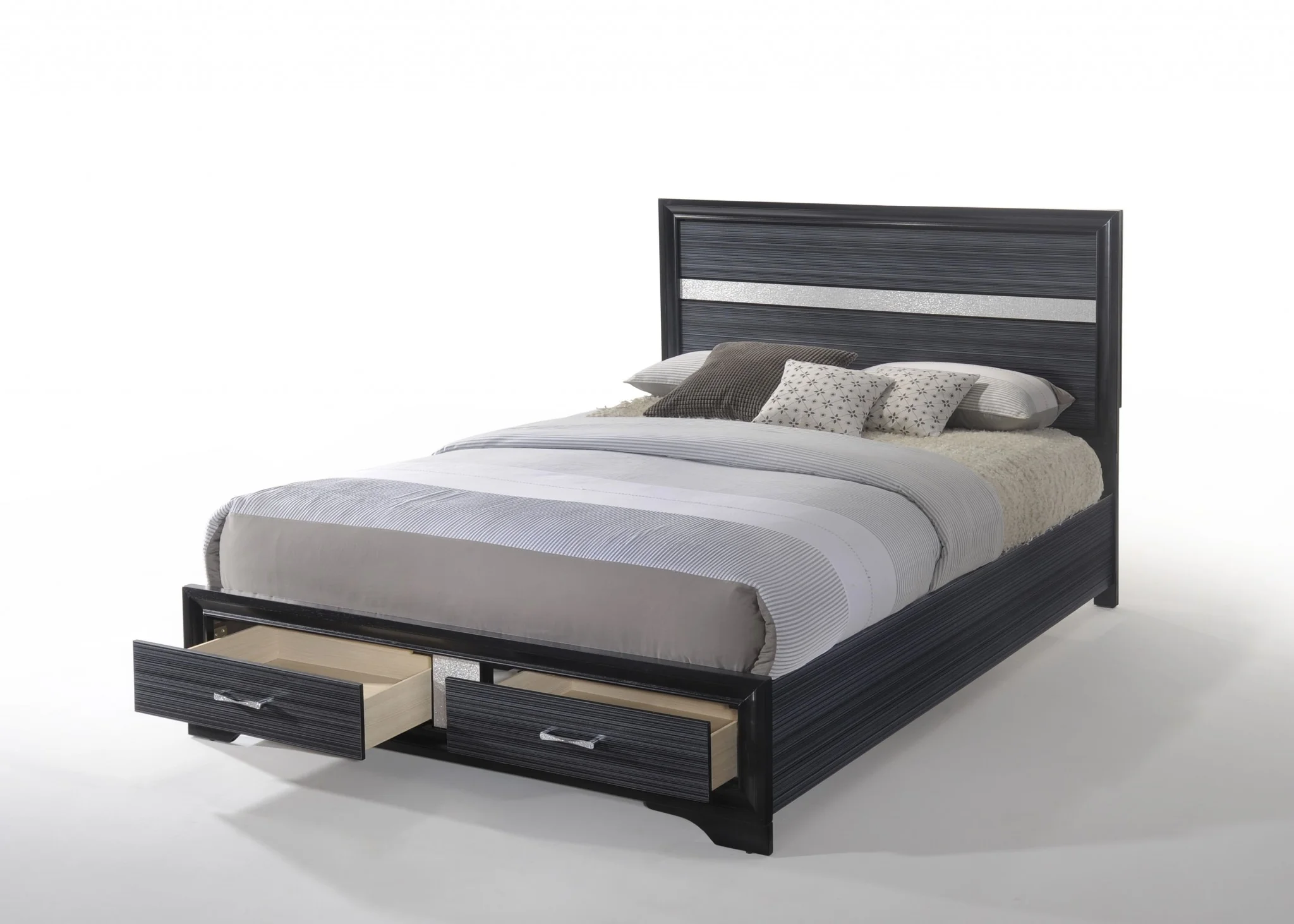 Black Wood Queen Bed Wstorage By Homeroots - Image 3