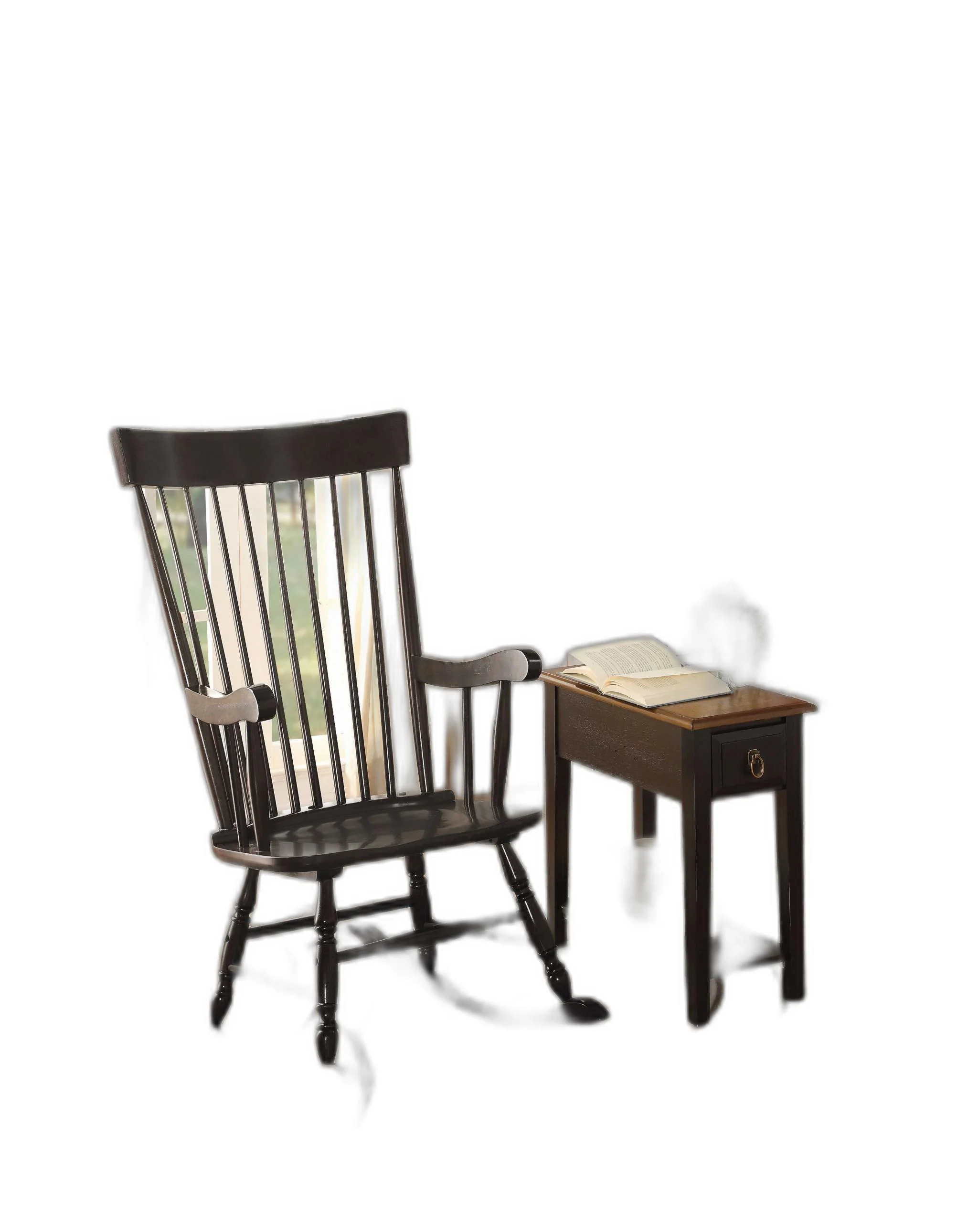Black Wood Rocking Chair By Homeroots - Image 2