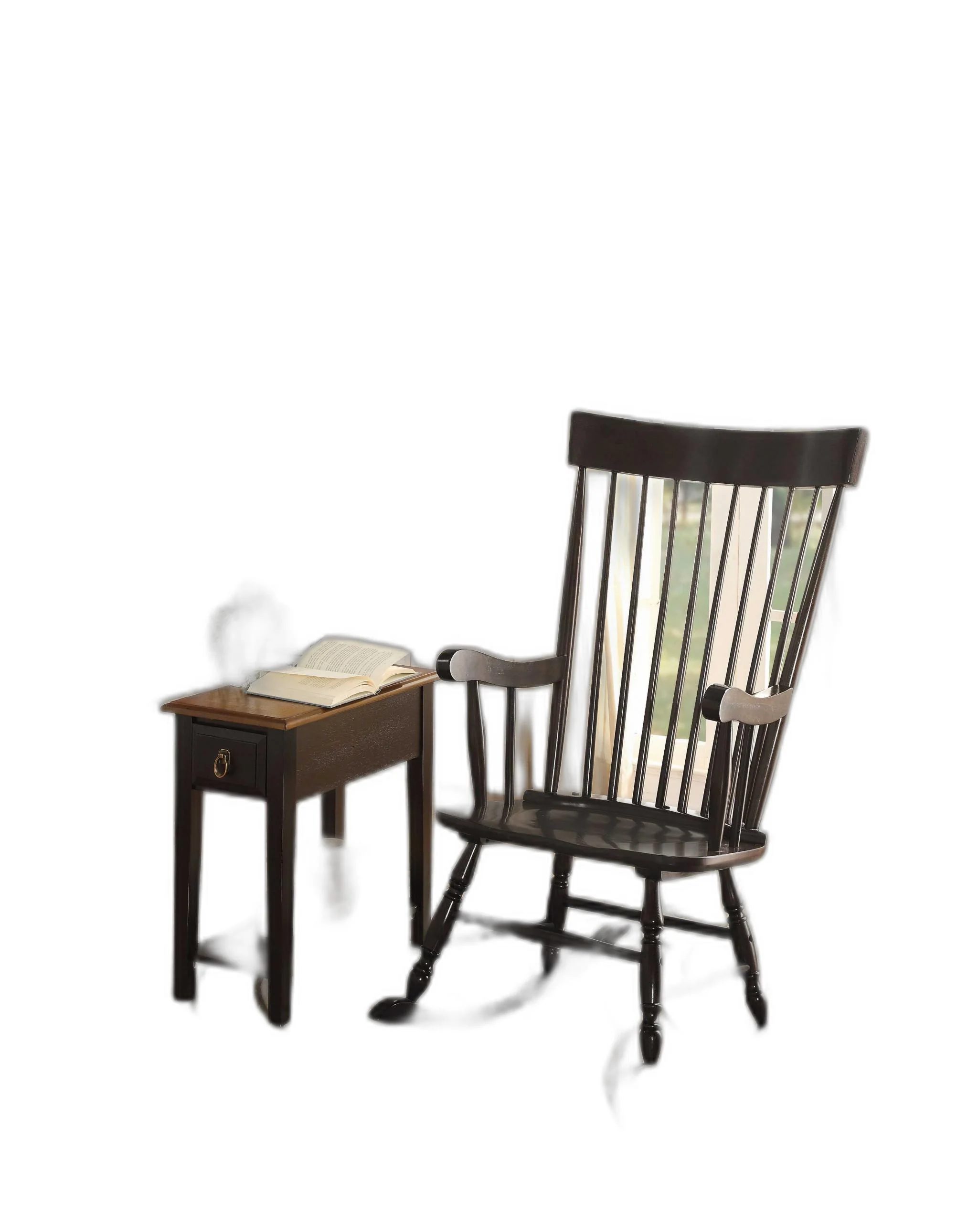 Black Wood Rocking Chair By Homeroots - Image 3