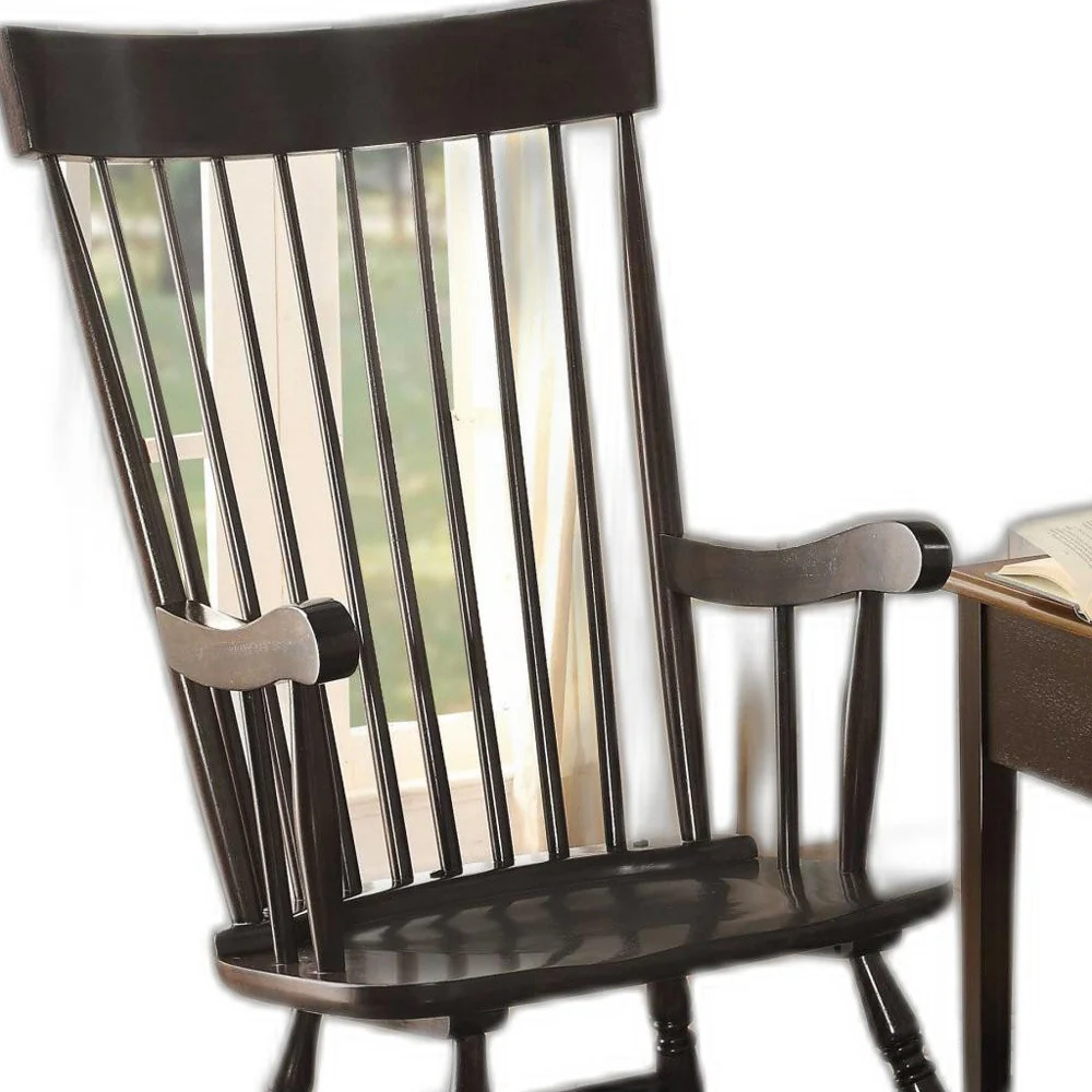 Black Wood Rocking Chair By Homeroots - Image 4