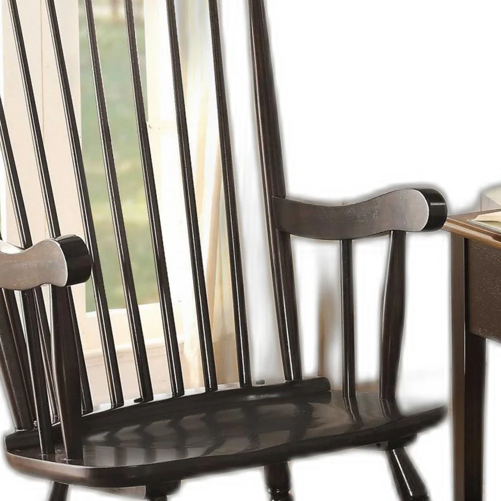 Black Wood Rocking Chair By Homeroots - Image 5